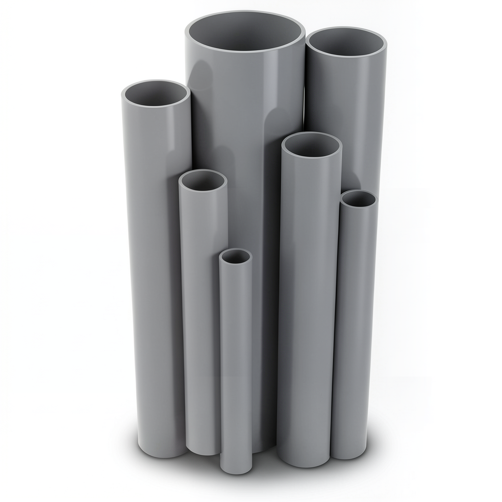 مواسير UPVC ضغط 16 بار قطر خارجي 140 مم سمك 10.4 مم لون رمادي