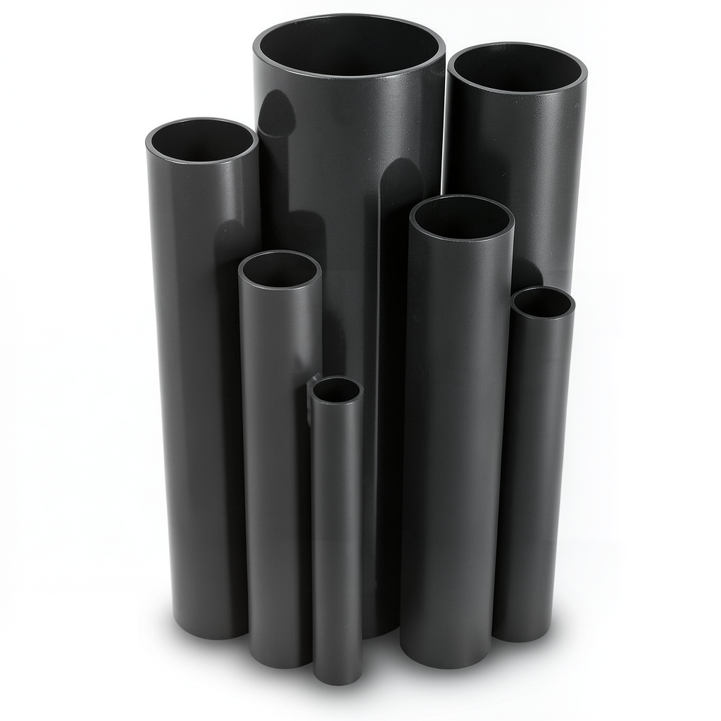 مواسير UPVC ضغط 4 بار قطر خارجي 630 مم سمك 12.4 مم لون أسود