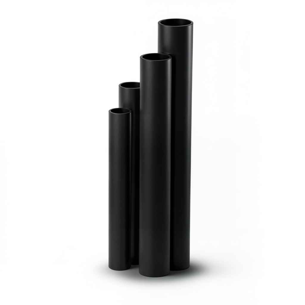 أنابيب HDPE ضغط اسمي 20 بار قطر خارجي 200 مم سمك 33.2 مم لون أسود