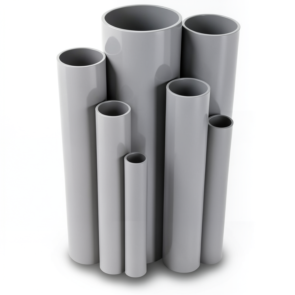مواسير UPVC ضغط اسمي 2.5 بار قطر خارجي 710 مم سمك 5.7 مم لون رمادي