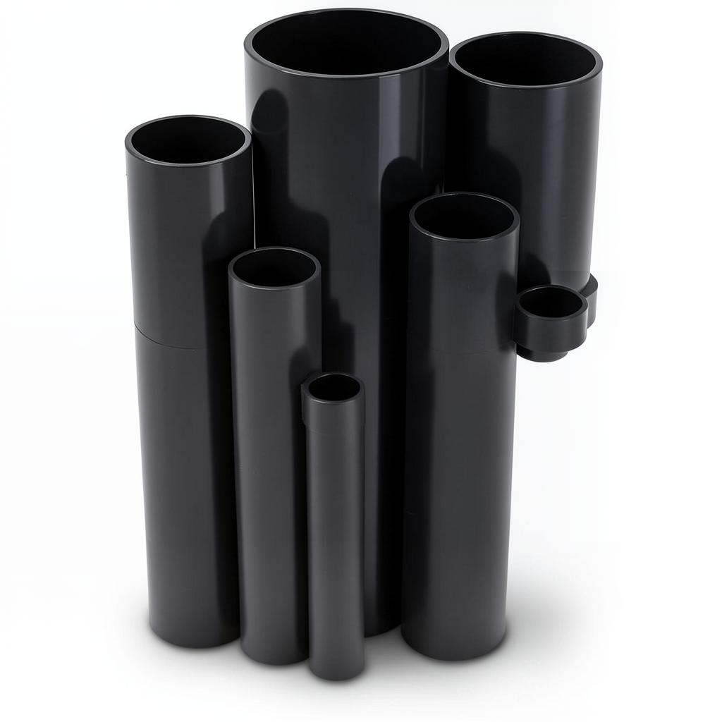 مواسير UPVC ضغط 2.5 بار قطر خارجي 800 مم سمك 6.4 مم لون أسود