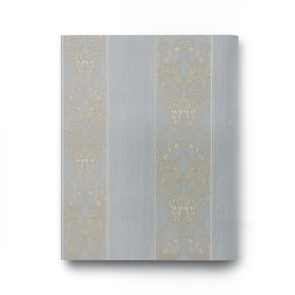 Italian Wallpaper Gray Color Striped Design, Size 10mx0.70m, Model 15079