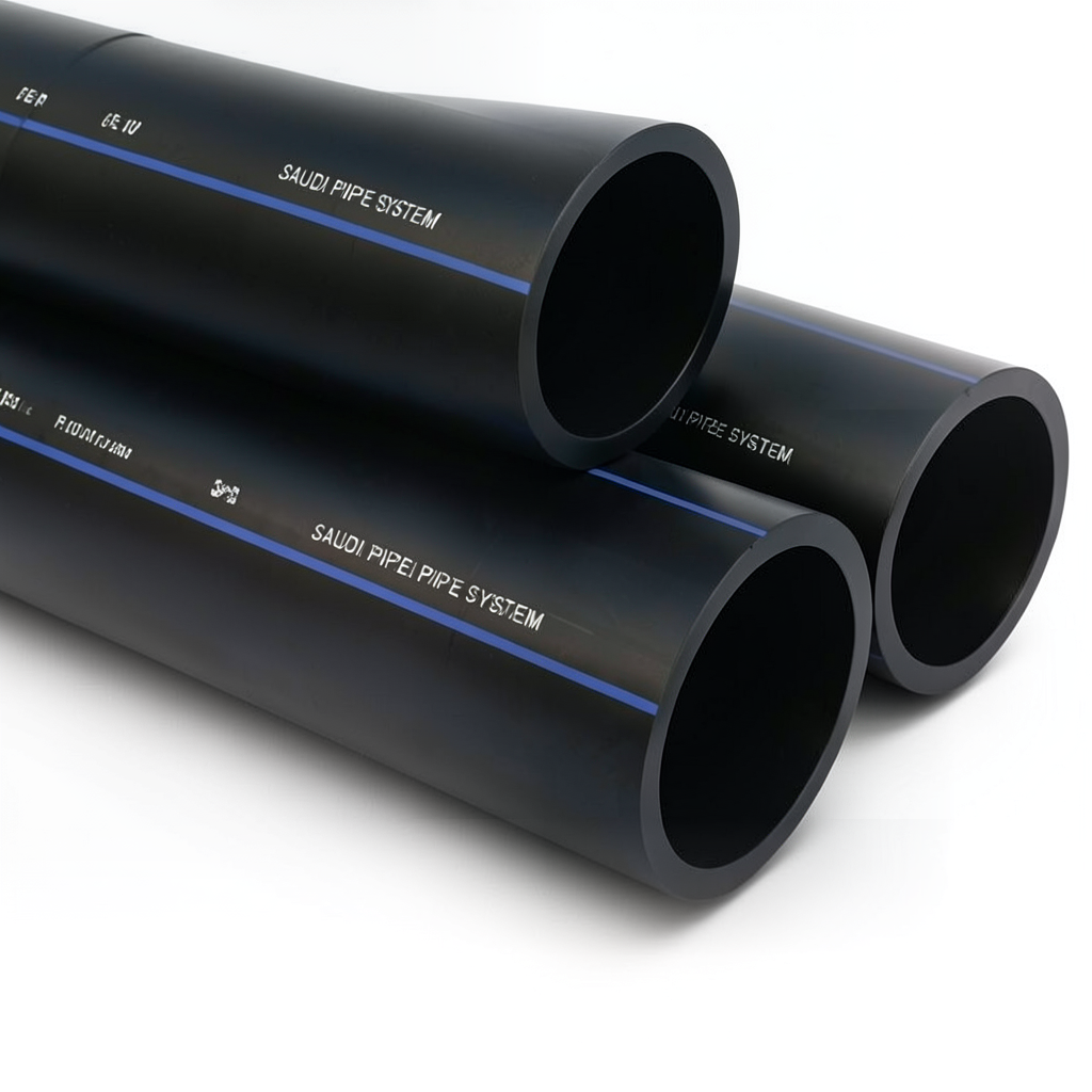 أنابيب HDPE السعودي PE 100 ضغط 6 بار قطر خارجي 500 مم سمك 19.1 مم لون أسود | مصنع أنظمة الانابيب السعودي (SPS)