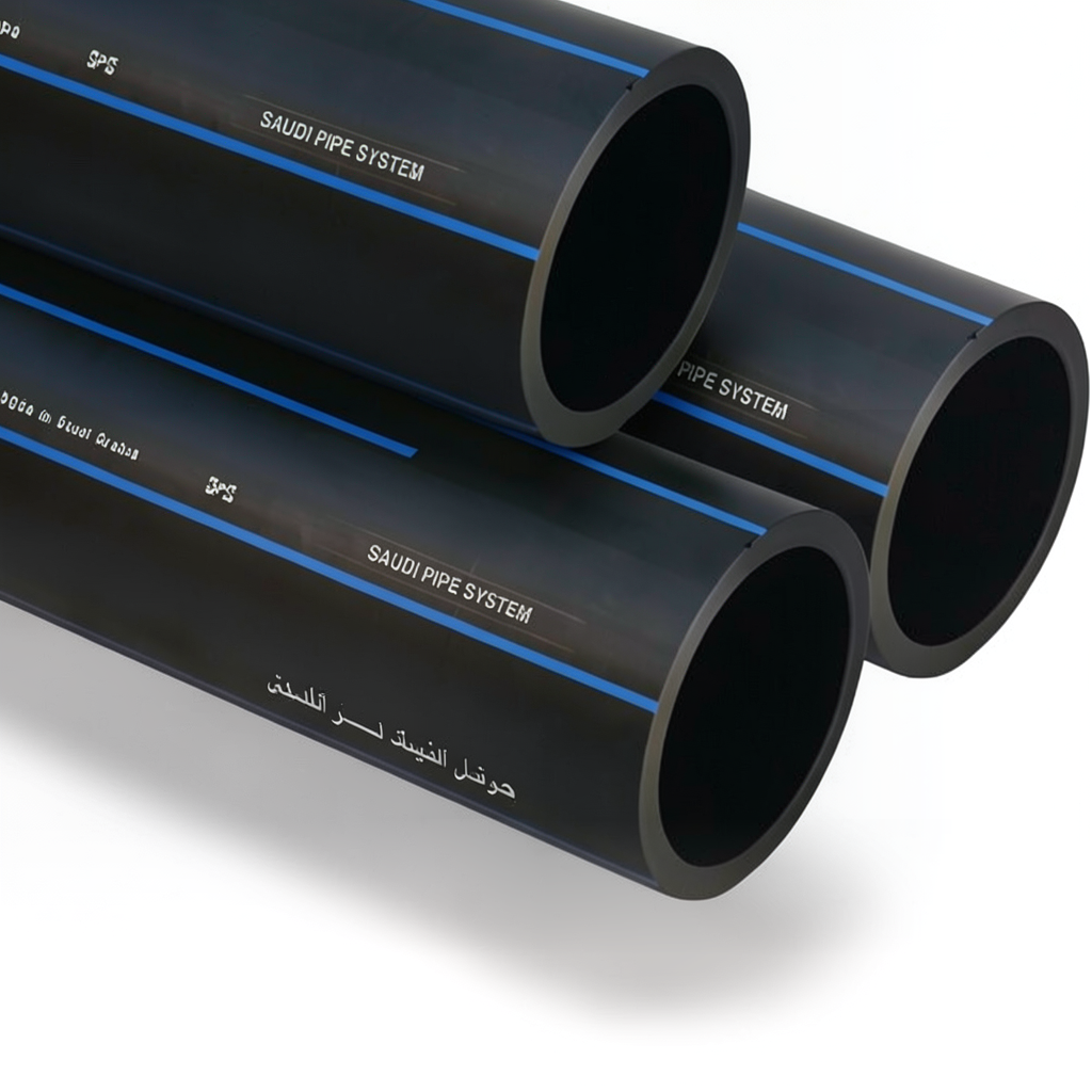 أنابيب HDPE السعودي PE 100 ضغط 6 بار قطر خارجي 560 مم سمك 21.4 مم لون اسود | مصنع أنظمة الانابيب السعودي (SPS)