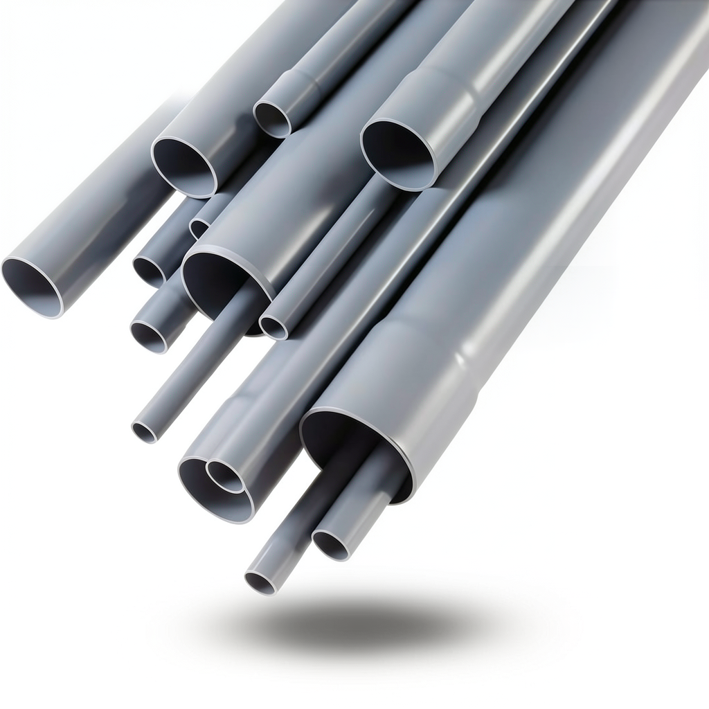 مواسير UPVC مقاس ½ 1 إنش سمك 2.03 مم لون رمادي