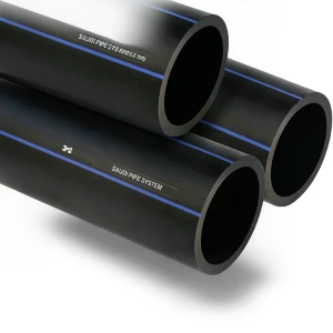 أنابيب HDPE السعودي PE 100 ضغط 6 بار قطر خارجي 630 مم سمك 24.1 مم لون أسود | مصنع أنظمة الانابيب السعودي (SPS)