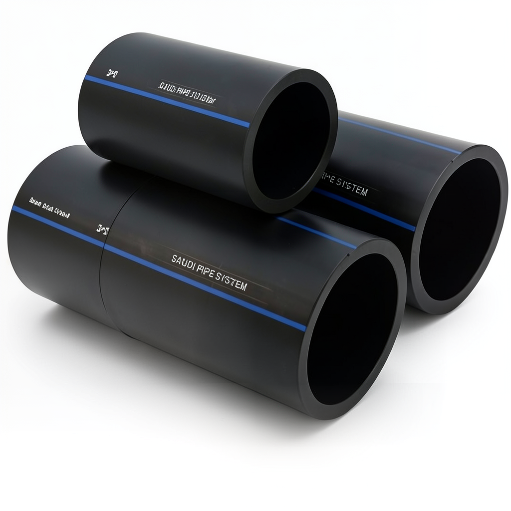 أنابيب SPS HDPE PE 100 ضغط 10 بار قطر خارجي 630 مم سمك 37.4 مم لون أسود | مصنع أنظمة الانابيب السعودي (SPS)