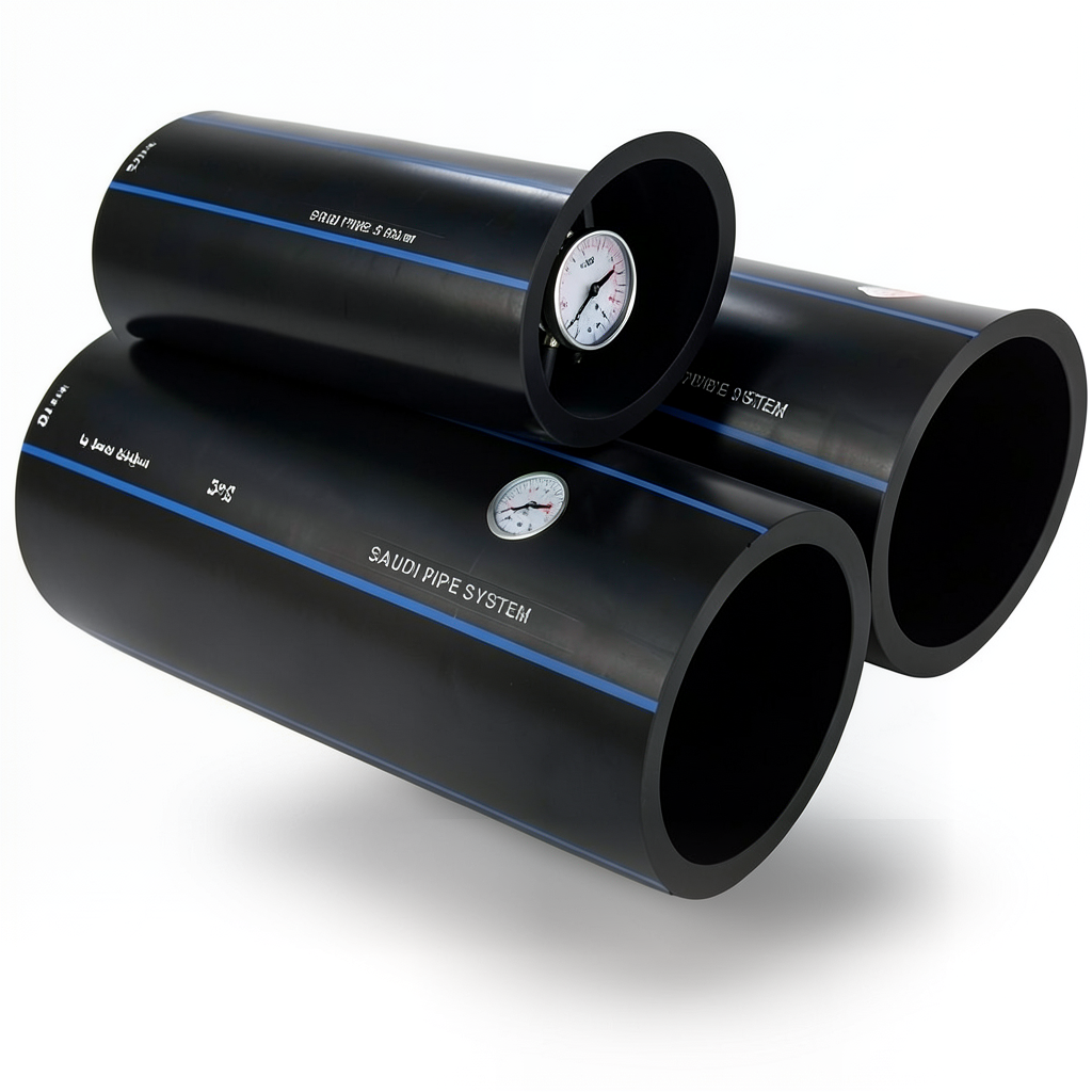 أنابيب SPS HDPE PE 100 ضغط 10 بار قطر خارجي 630 مم سمك 37.4 مم لون أسود | مصنع أنظمة الانابيب السعودي (SPS)