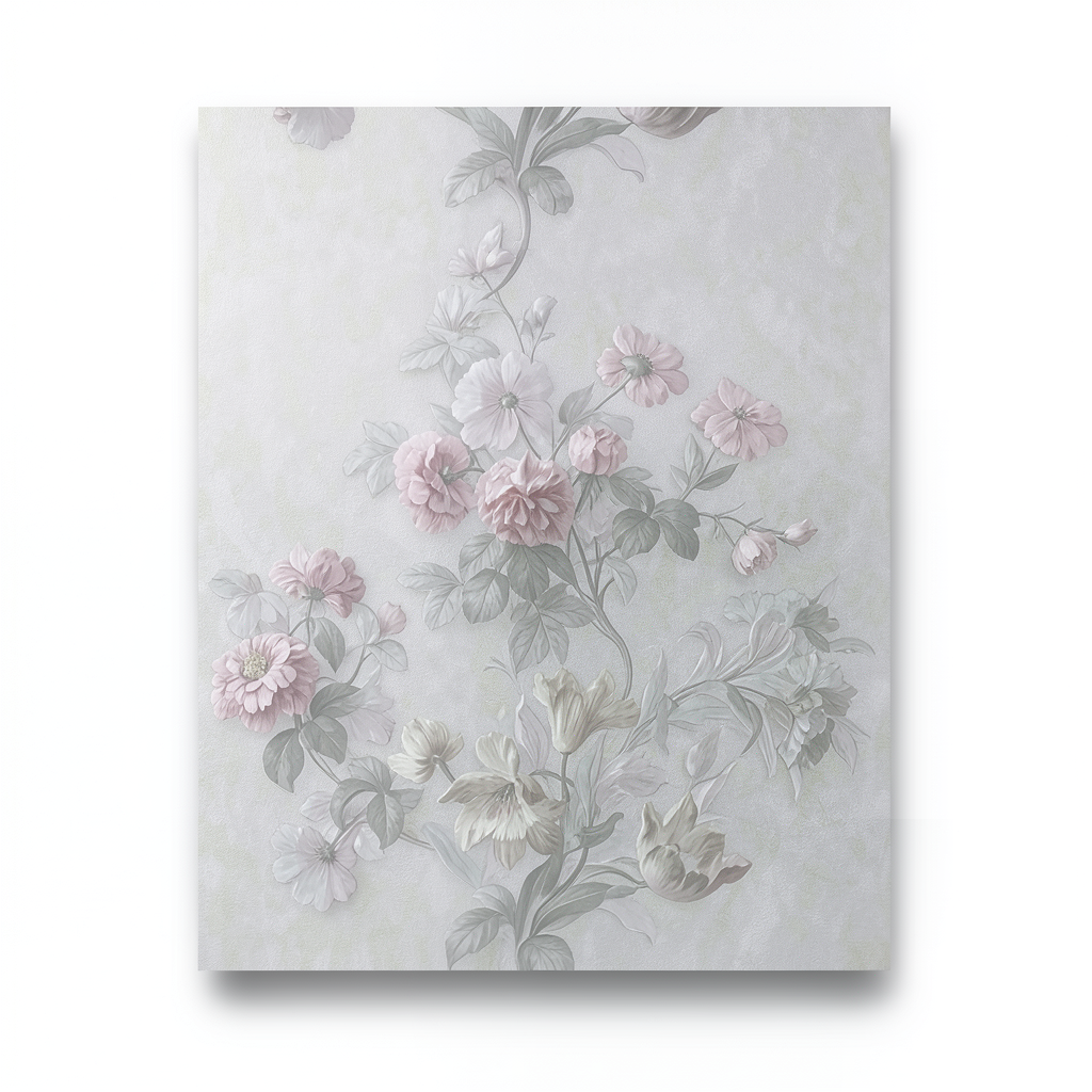 Floral Wallpaper 10 m x 0.70 m Pale Gray, Model 13015