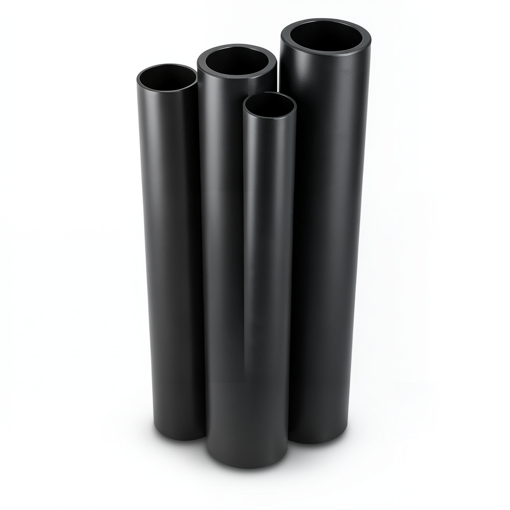 HDPE Pipes PE 80 Pressure 16 Bar 200 mm Diameter 22.4 mm Thickness Black
