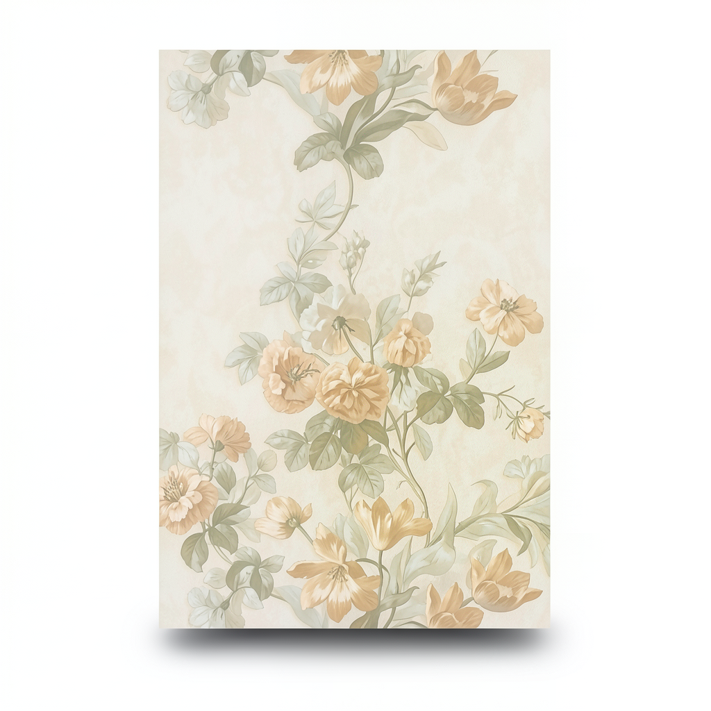 Floral Wallpaper 10 m x 0.70 m Pale Beige, Model 13019