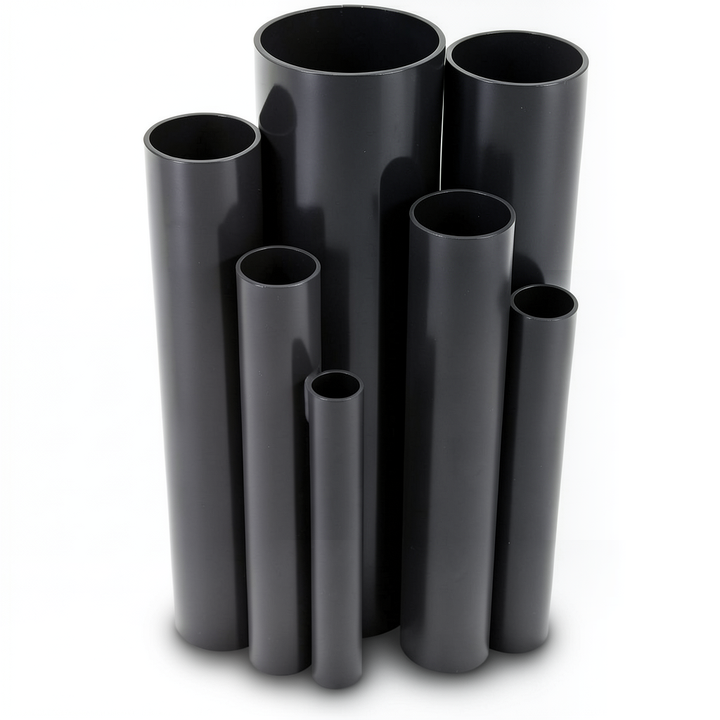 مواسير UPVC ضغط 2.5 بار قطر خارجي 160 مم سمك 1.8 مم لون اسود