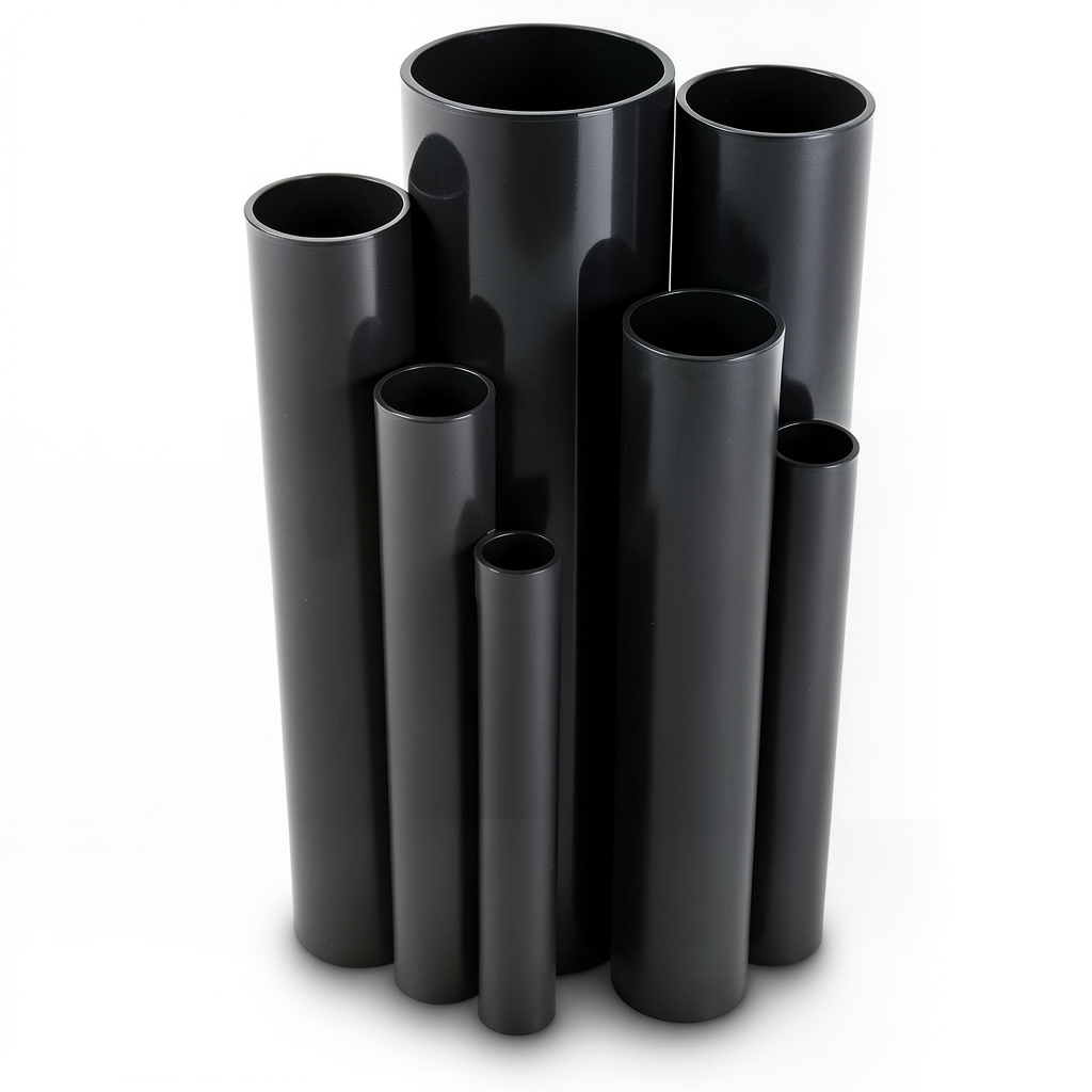 مواسير UPVC ضغط 6 بار قطر خارجي 160 مم سمك 4.7 مم لون اسود