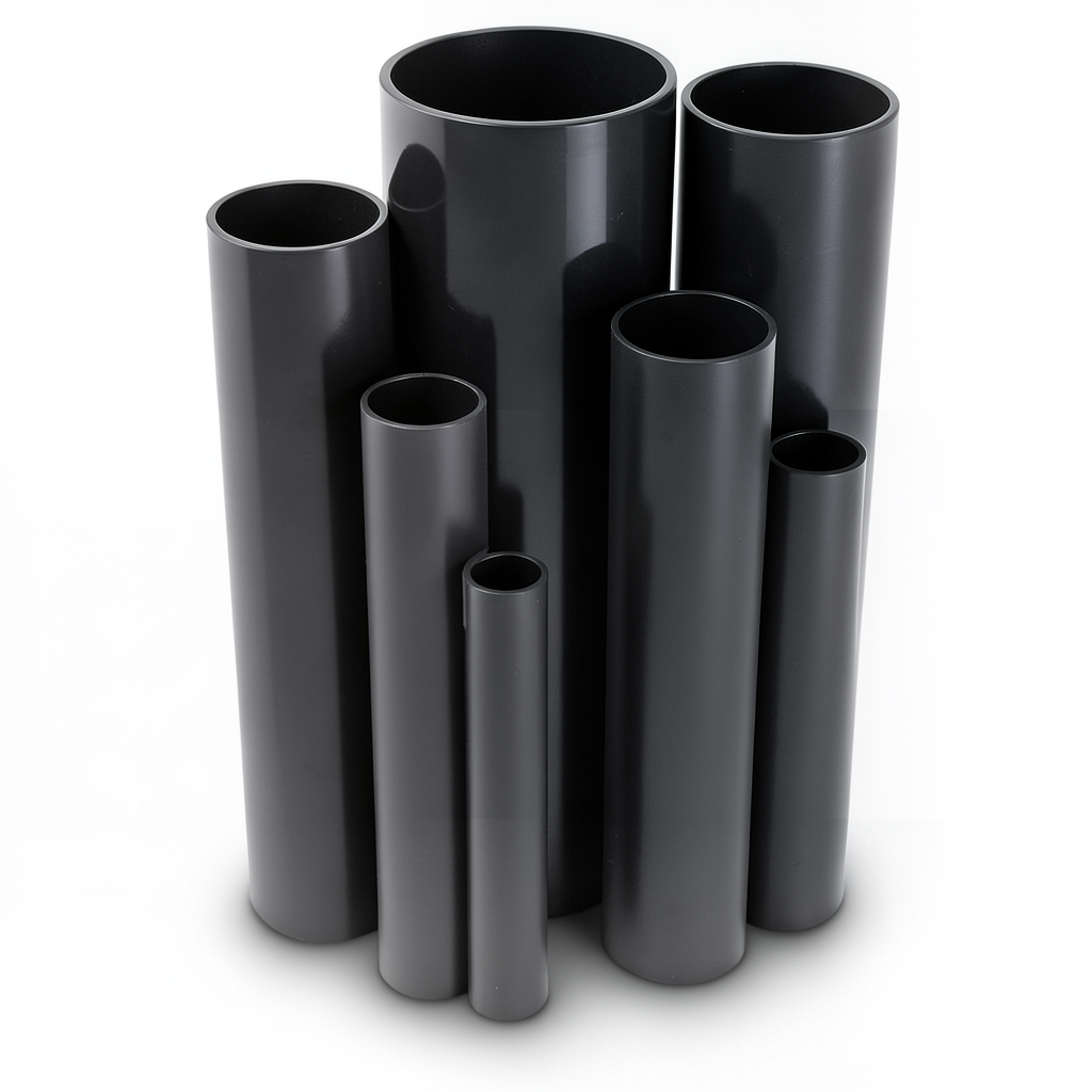 مواسير UPVC ضغط 10 بار قطر خارجي 630 مم سمك 30 مم لون أسود