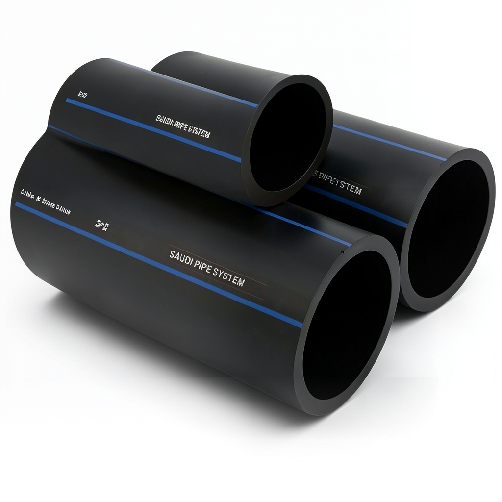 أنابيب HDPE SPS PE 100 ضغط 16 بار قطر خارجي 630 مم سمك 57.2 مم لون أسود | مصنع أنظمة الانابيب السعودي (SPS)