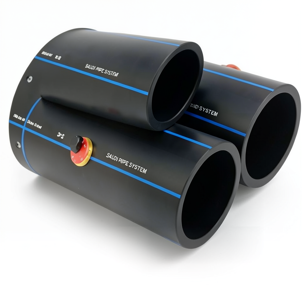 أنابيب HDPE SPS PE 100 ضغط 16 بار قطر خارجي 630 مم سمك 57.2 مم لون أسود | مصنع أنظمة الانابيب السعودي (SPS)