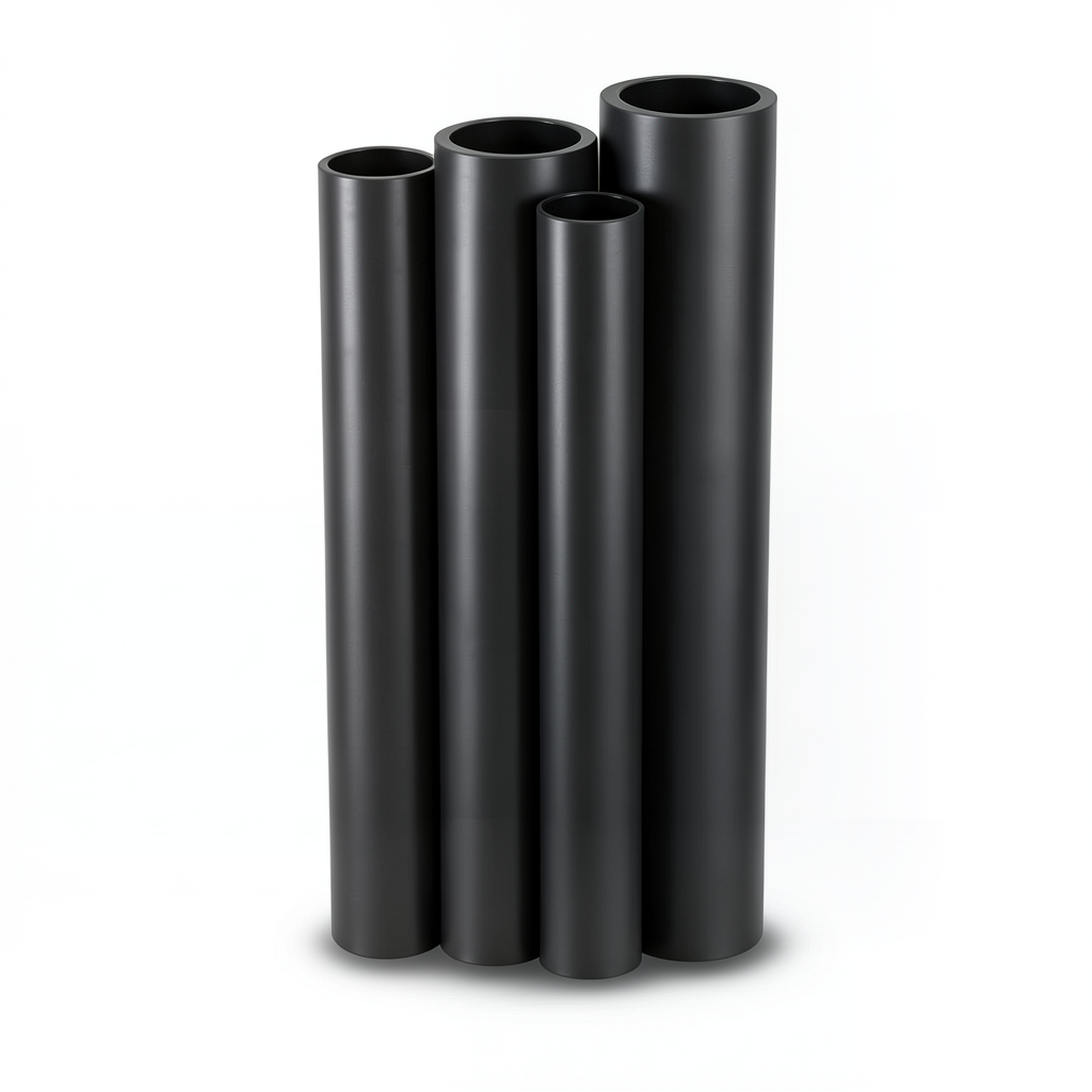 مواسير HDPE PE 80 ضغط 16 بار قطر خارجي 500 مم سمك 55.8 مم وزن 77.3 كجم/م لون أسود