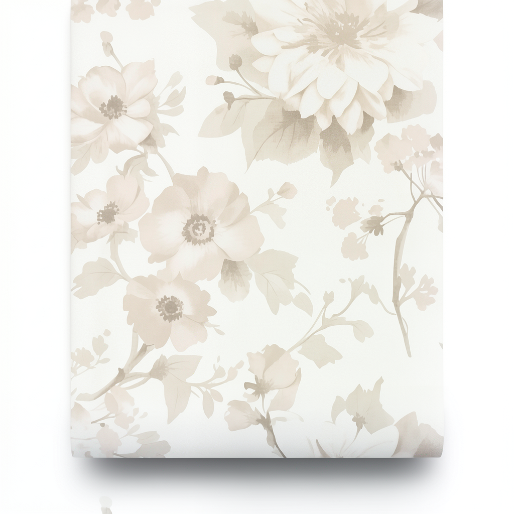 Floral Wallpaper Light Beige 10m x 0.53m, Model 10051-31