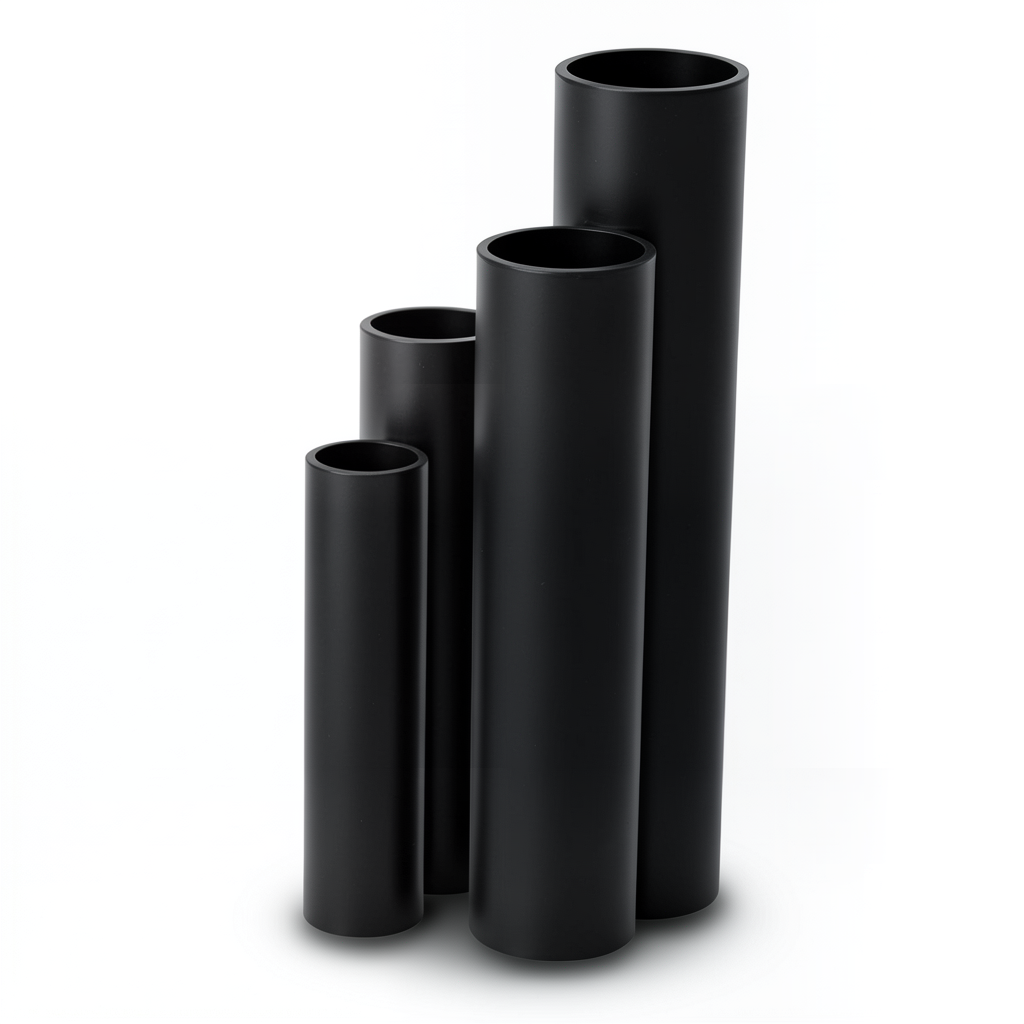 أنابيب HDPE نسبة الأبعاد القياسية 5 قطر خارجي 315 مم سمك 63.2 مم لون أسود