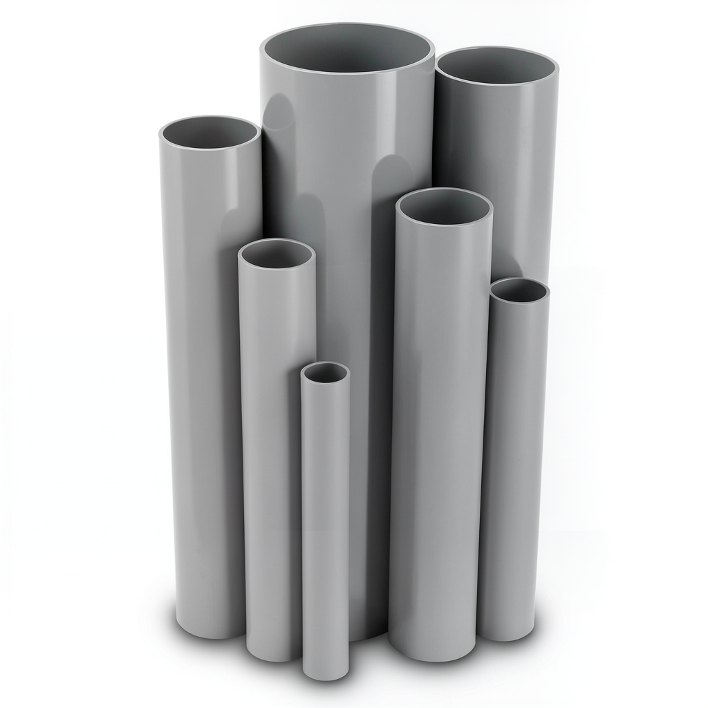 مواسير UPVC ضغط 2.5 بار قطر خارجي 500 مم سمك 4 مم لون رمادي