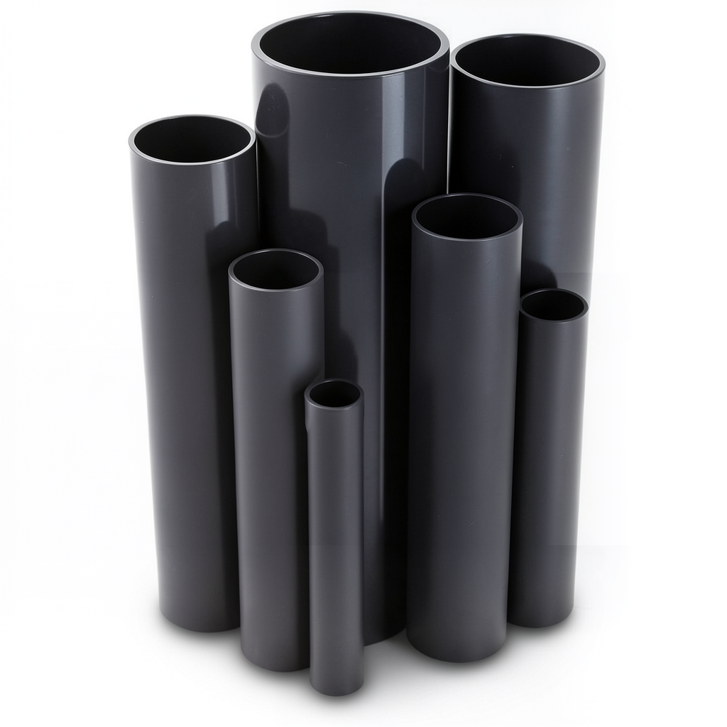 مواسير UPVC ضغط اسمي 10 بار قطر خارجي 560 مم سمك 26.7 مم لون أسود