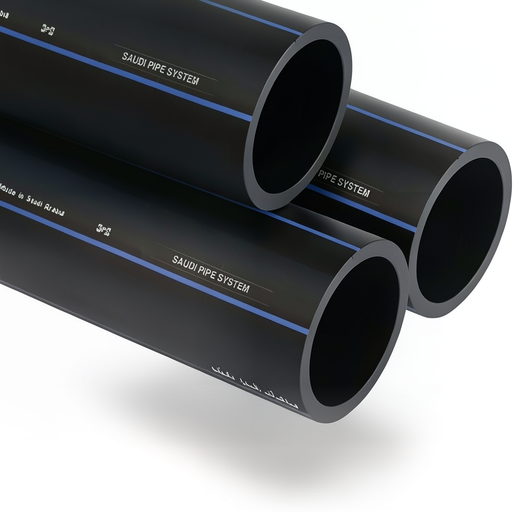 أنابيب HDPE السعودي PE 80 ضغط 12.5 بار قطر خارجي 40 مم سمك 3.7 مم لون أسود | مصنع أنظمة الانابيب السعودي (SPS)