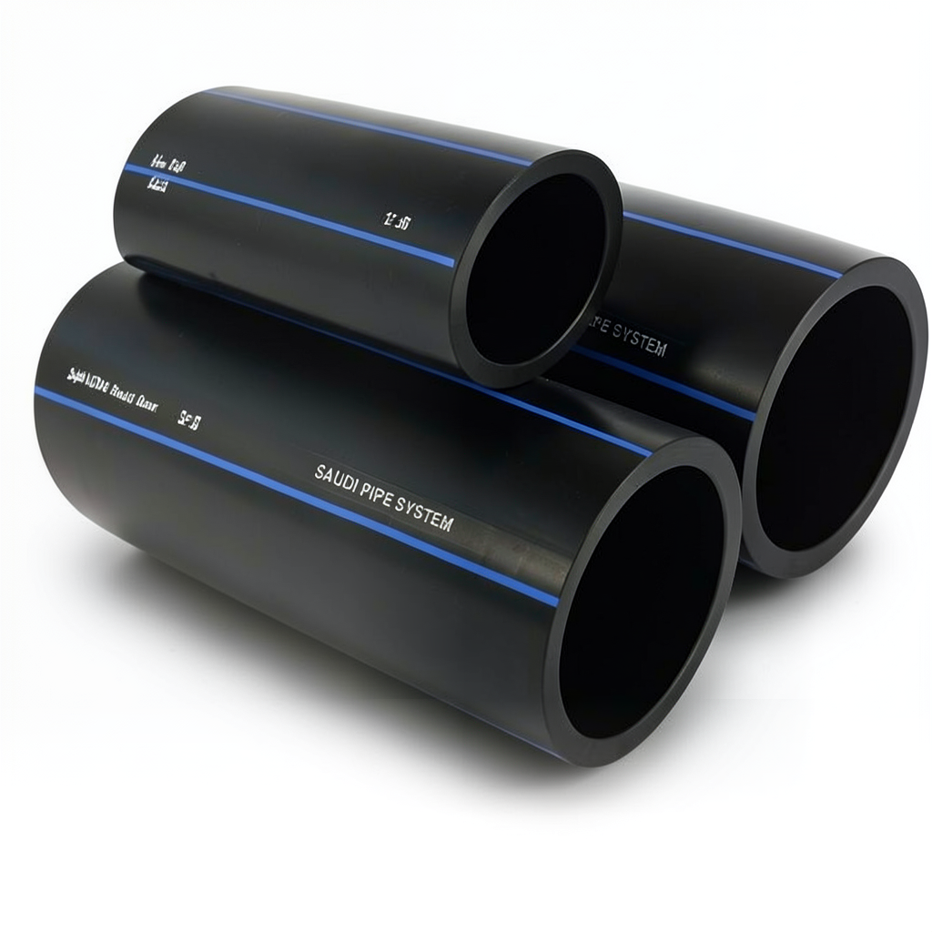 أنابيب HDPE السعودي PE 80 ضغط 12.5 بار قطر خارجي 50 مم سمك 4.6 مم لون اسود | مصنع أنظمة الانابيب السعودي (SPS)