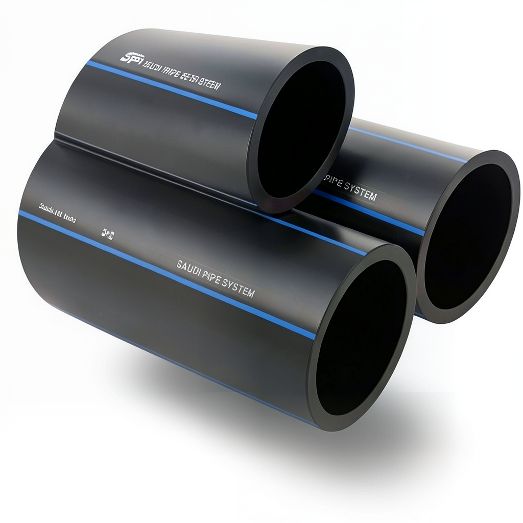 أنابيب HDPE السعودي PE 80 ضغط 5 بار قطر خارجي 63 مم سمك 2.5 مم لون أسود | مصنع أنظمة الانابيب السعودي (SPS)