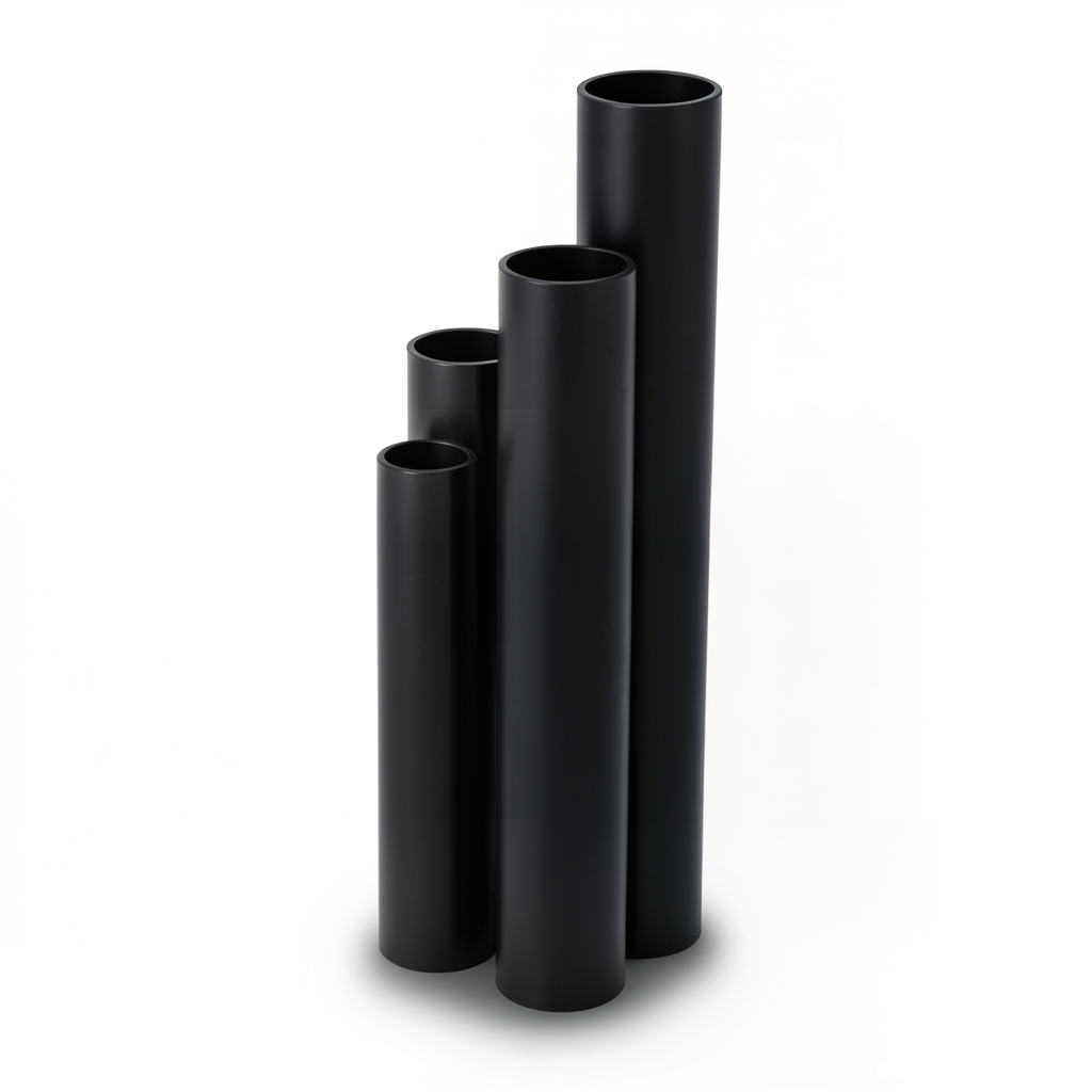 مواسير HDPE نسبة الأبعاد القياسية SDR 9 قطر خارجي 180 مم سمك 20.1 مم أسود