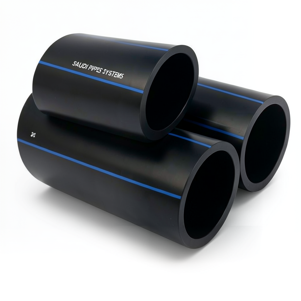 أنابيب HDPE السعودي PE 80 ضغط 12.5 بار قطر خارجي 50 مم سمك 4.6 مم لون اسود | مصنع أنظمة الانابيب السعودي (SPS)