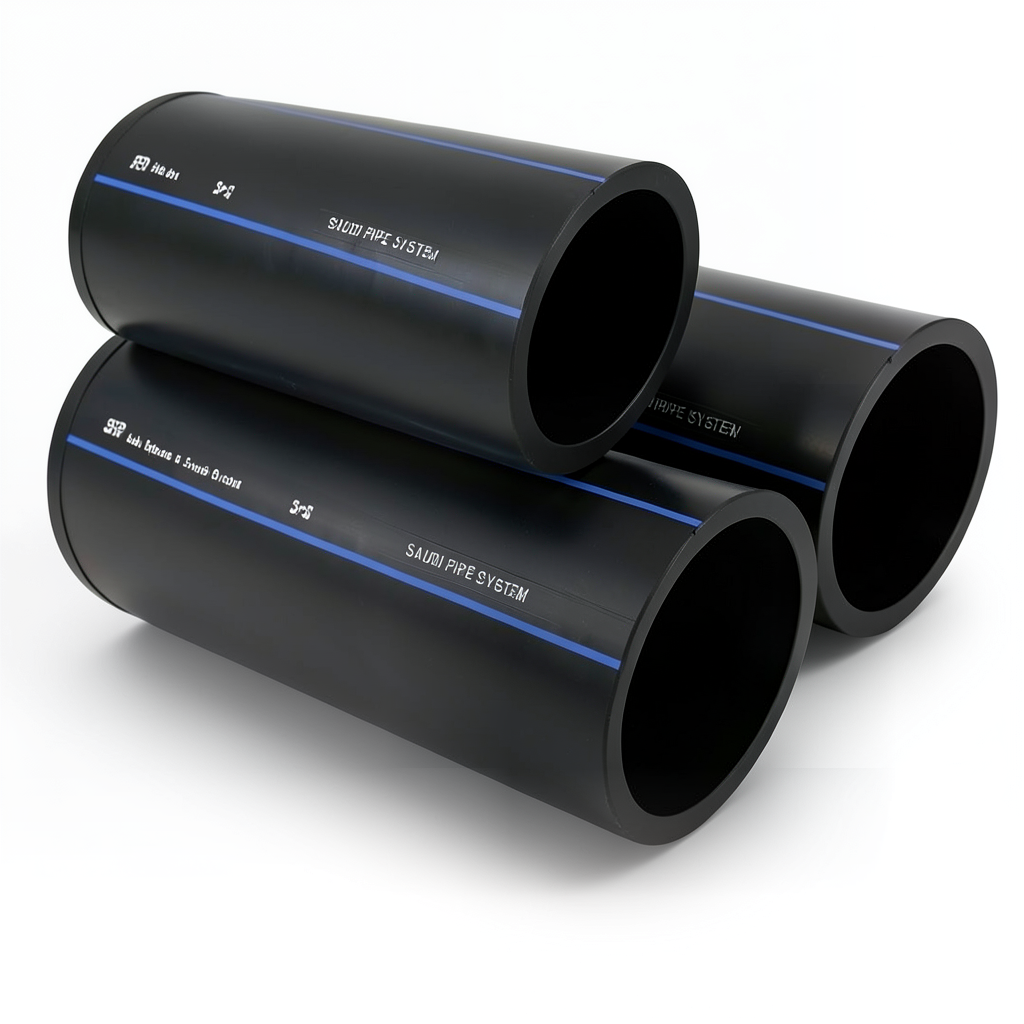 أنابيب HDPE السعودي PE 80 ضغط 5 بار قطر خارجي 63 مم سمك 2.5 مم لون أسود | مصنع أنظمة الانابيب السعودي (SPS)