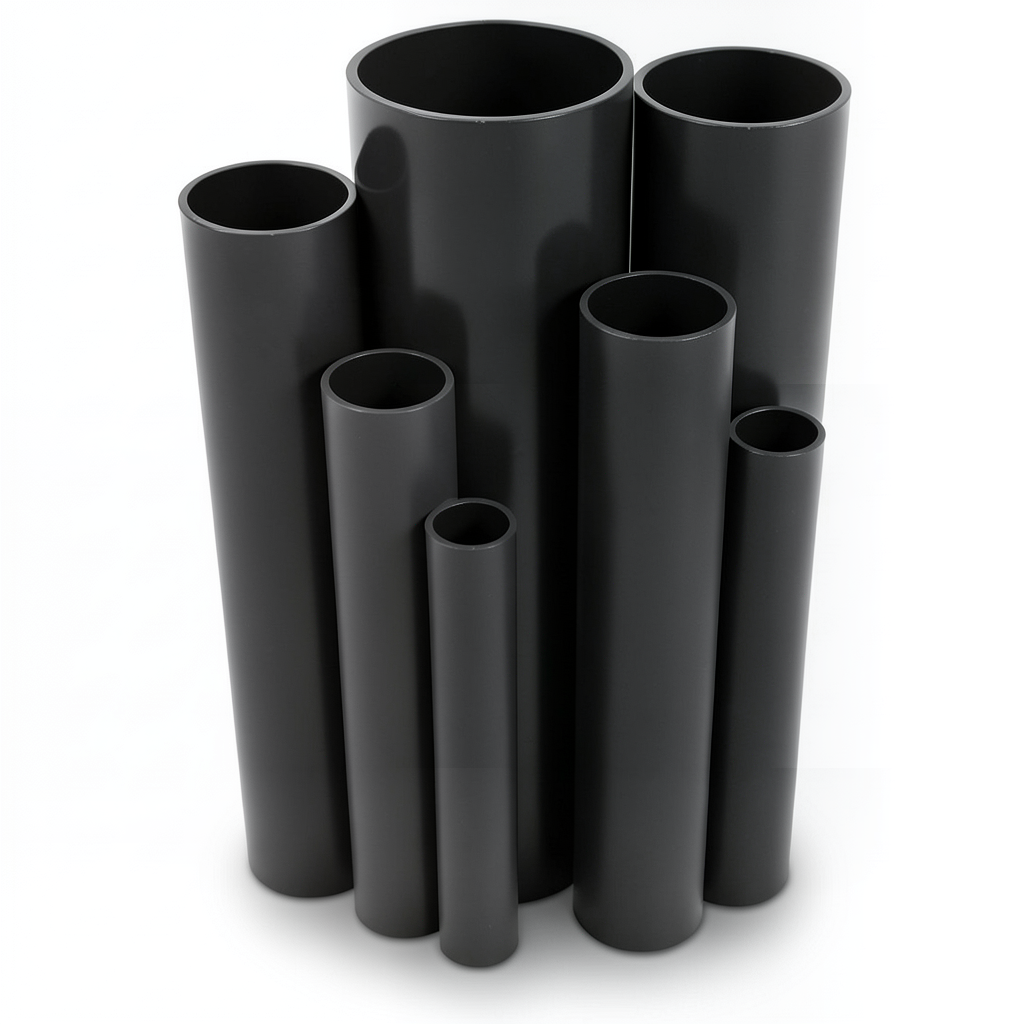 مواسير UPVC ضغط 10 بار قطر خارجي 160 مم سمك 7.7 مم لون اسود