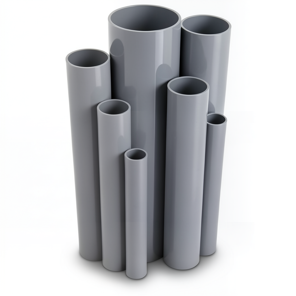مواسير UPVC ضغط 16 بار قطر خارجي 160 مم سمك 11.9 مم لون رمادي