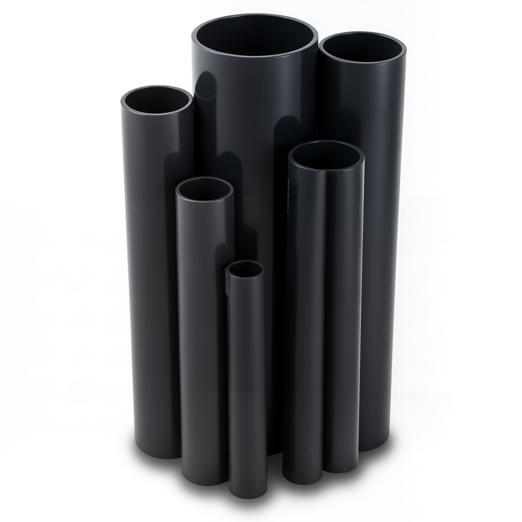 مواسير UPVC ضغط 10 بار قطر خارجي 160 مم سمك 7.7 مم لون اسود