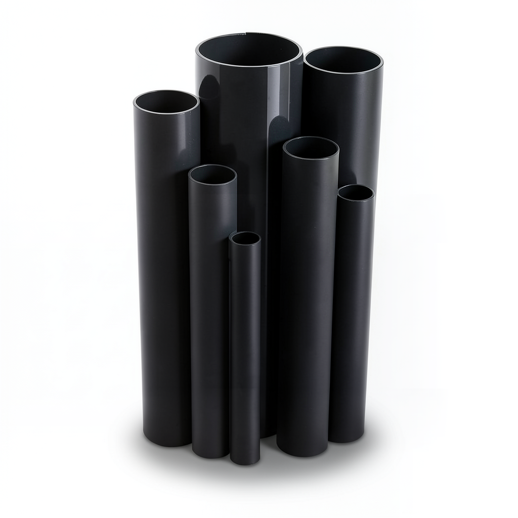 مواسير UPVC ضغط 2.5 بار قطر خارجي 200 مم سمك 1.8 مم لون اسود