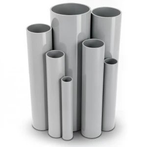 مواسير UPVC ضغط 2.5 بار قطر خارجي 200 مم سمك 1.8 مم لون رمادي