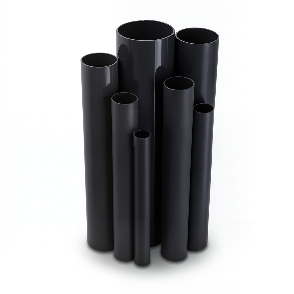 مواسير UPVC ضغط 4 بار قطر خارجي 200 مم سمك 4 مم لون اسود
