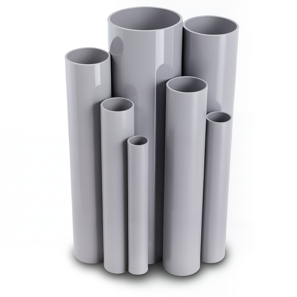 UPVC Pipes Nominal Pressure 4 Bar Outside Diameter 200 mm Thickness 4 mm Gray