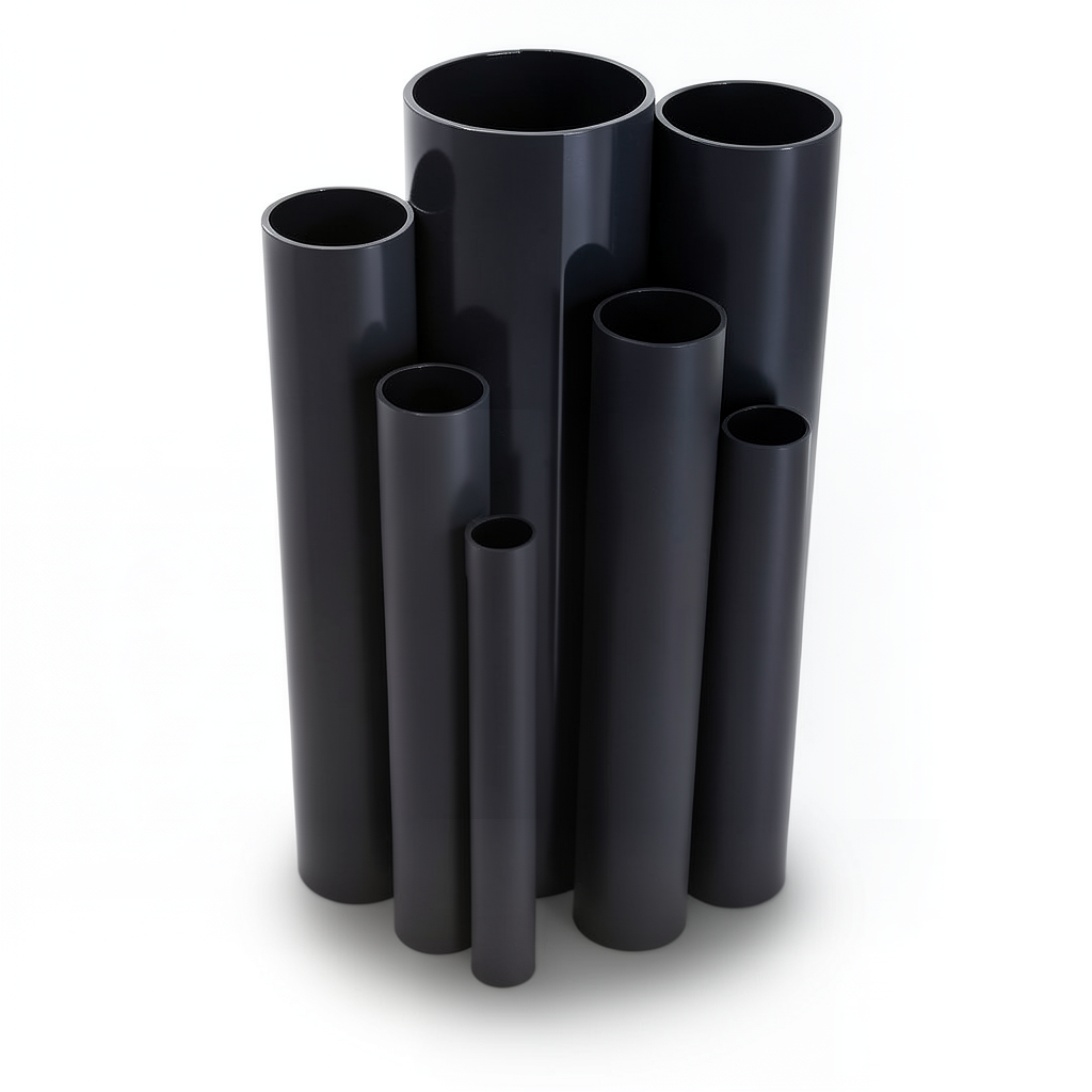 UPVC Pipes Nominal Pressure 4 Bar Outside Diameter 200 mm Thickness 4 mm Black