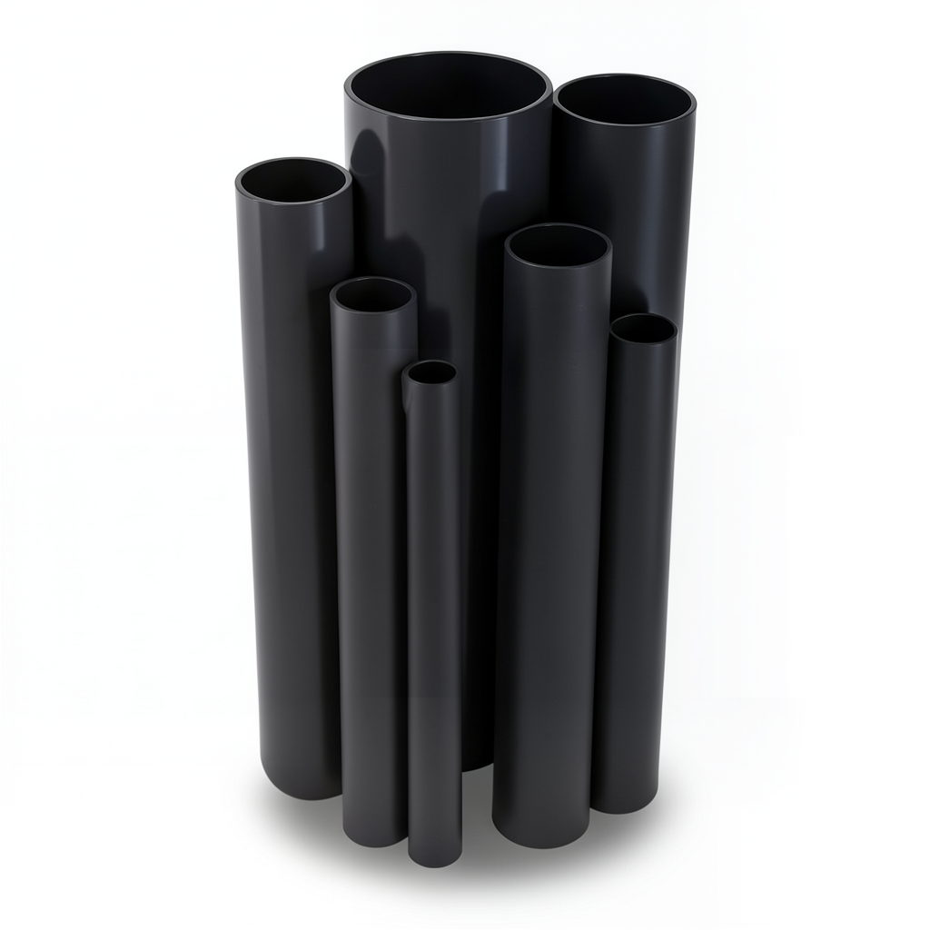 مواسير UPVC ضغط اسمي 6 بار قطر خارجي 200 مم سمك 5.9 مم لون أسود