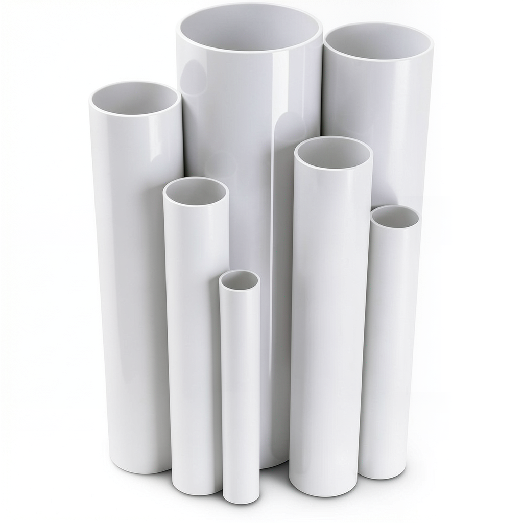 مواسير UPVC ضغط 6 بار قطر خارجي 200 مم سمك 5.9 مم لون أبيض