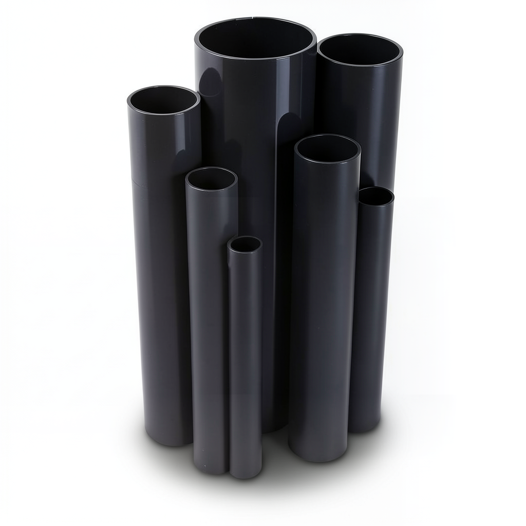 UPVC Pipes Nominal Pressure 6 Bar Outside Diameter 200 mm Thickness 5.9 mm Black