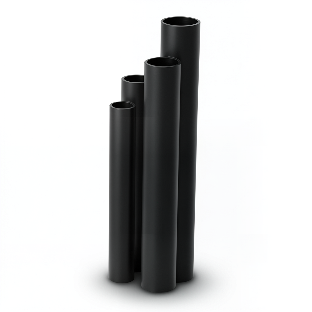HDPE Pipes SDR 33 Outside Diameter 200 mm Thickness 6.2 mm Black