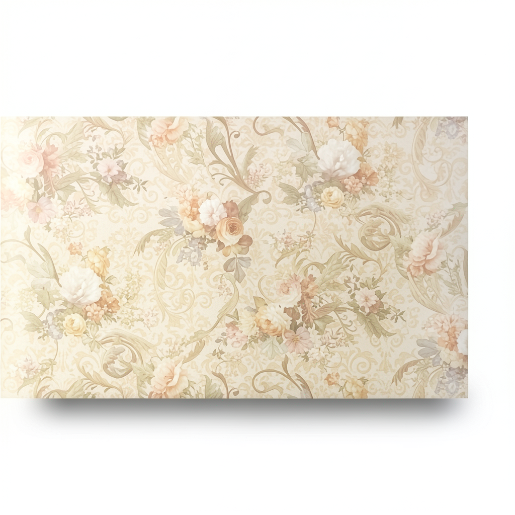 Italian Wallpaper Floral Design 10m x 1.06m Light Beige