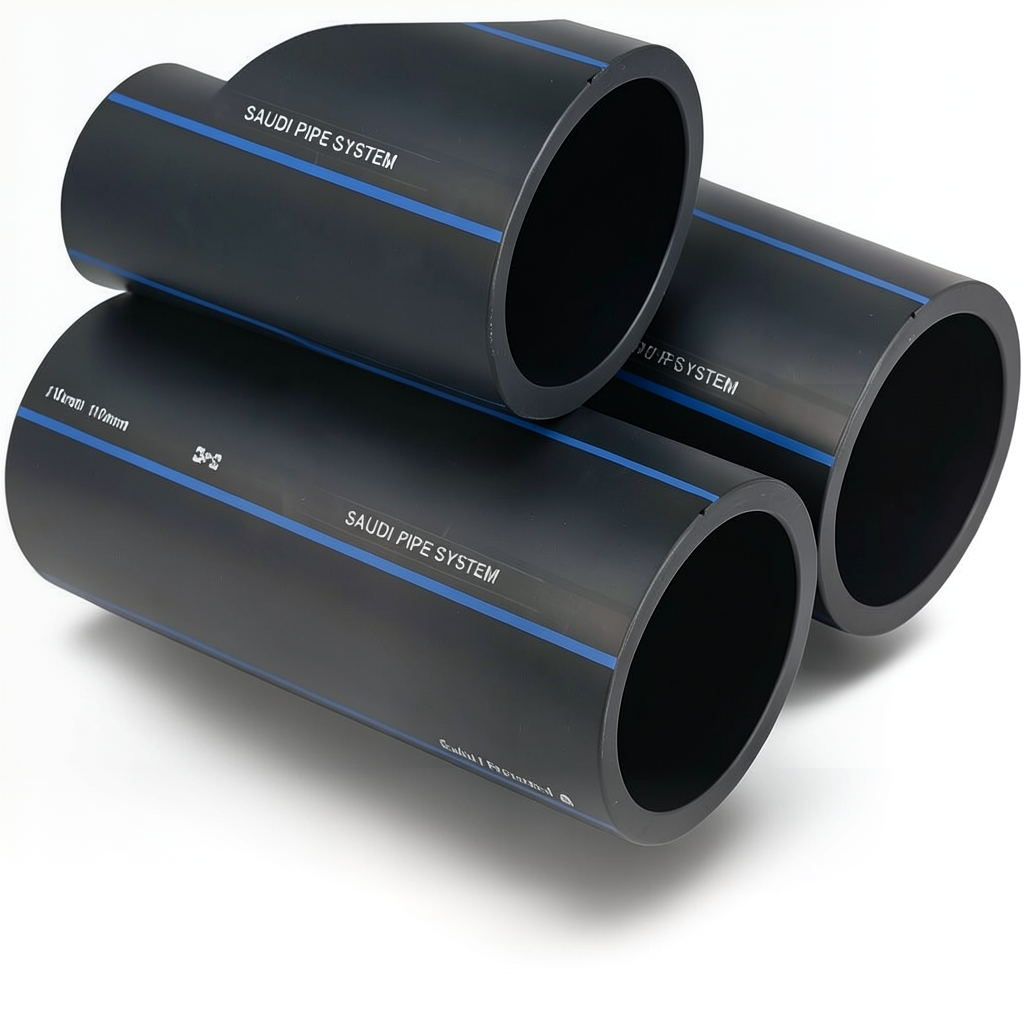 SPS HDPE Pipes PE 80 Pressure 8 Bar Outside Diameter 110 mm Thickness 6.6 mm Black | Saudi Pipes Systems (SPS)