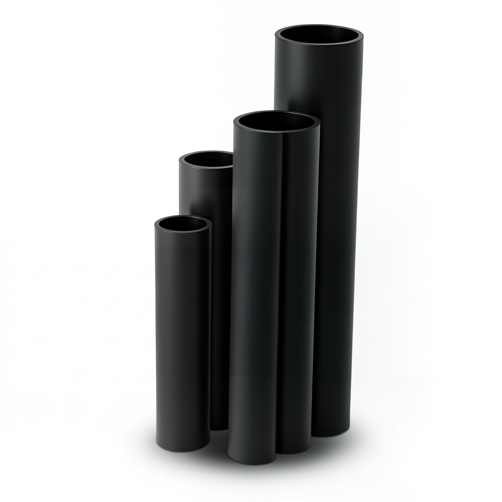 مواسير HDPE ضغط 16 بار قطر خارجي 200 مم سمك 27.4 مم لون أسود