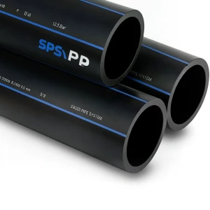 أنابيب HDPE SPS PE 80 ضغط 12.5 بار قطر خارجي 90 مم سمك 8.2 مم أسود | مصنع أنظمة الانابيب السعودي (SPS)