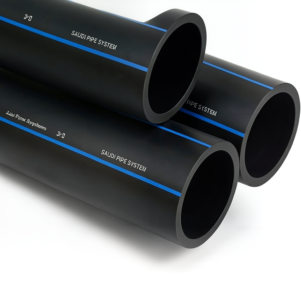 مواسير HDPE PE 80 ضغط 12.5 بار قطر خارجي 110 مم سمك 10 مم لون أسود | مصنع أنظمة الانابيب السعودي (SPS)