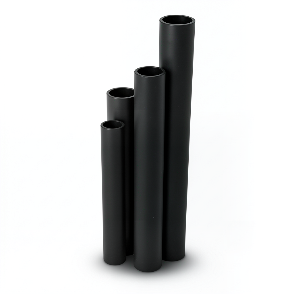 مواسير HDPE ضغط 16 بار قطر خارجي 225 مم سمك 30.8 مم لون أسود