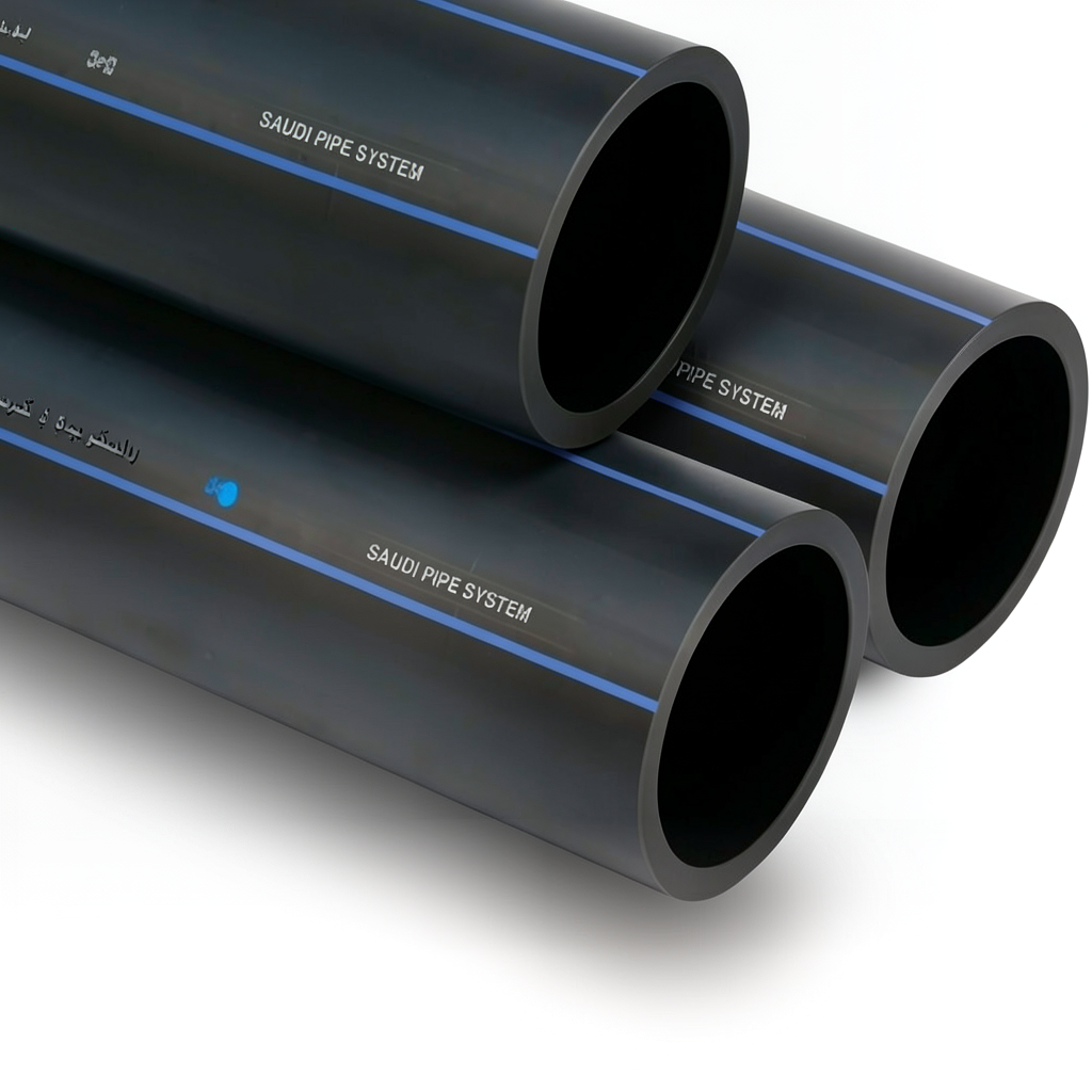 أنابيب HDPE PE 80 ضغط 12.5 بار قطر خارجي 125 مم سمك 11.4 مم لون أسود | مصنع أنظمة الانابيب السعودي (SPS)